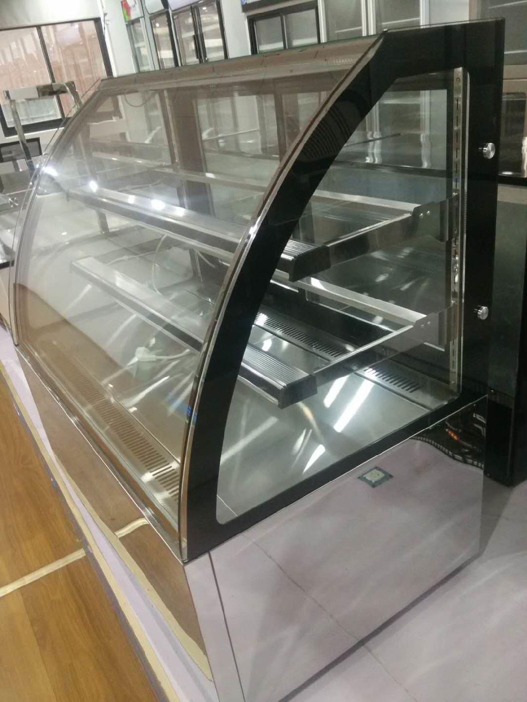 Glass Door Stainless Steel Cake Refrigerating Display Showcase