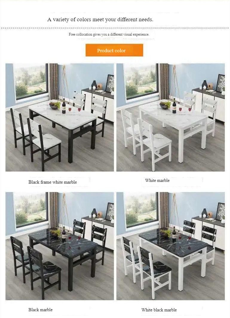 Modern Tempered Glass Top and Steel Frame Dining Table Set