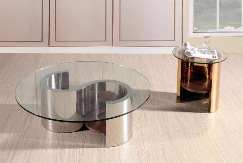 Modern Glass Top Rose Frame Living Room Home Furniture Tables for Coffee/Tea