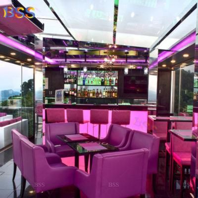 Beautiful Pink Light Black Marble Top DJ Discotheque Bar Counter