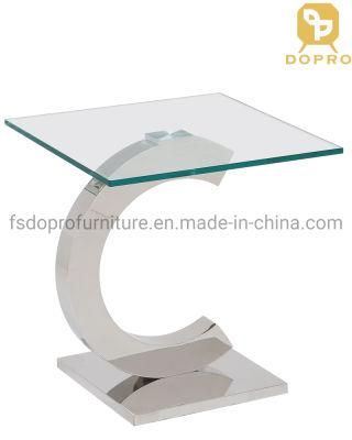 Luxury Clear Glass Top End Side Table with Metal Leg-F08