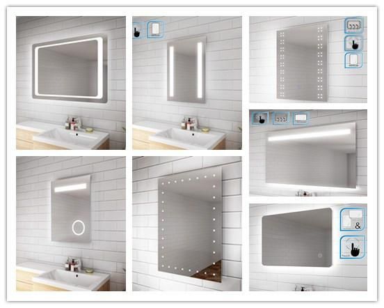 Sally Factory Polished Edge Silver Backed Illuminated Bathroom LED Mirror Frosted Line for Makeup