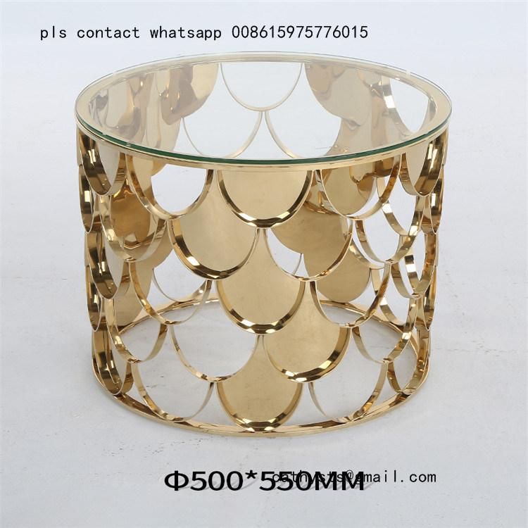 Titanium Gold Plated Stainless Steel Glass Coffee Table Metal Base