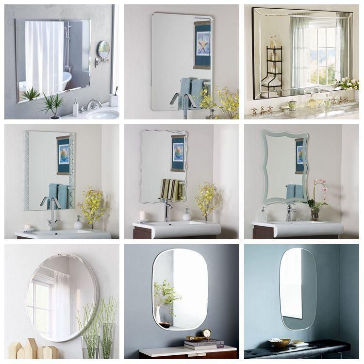 DIY Frameless Silver Mirror Silkscreen Decorative Bathroom Mirror