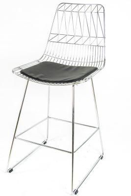 Modern Electroplating Steel Wire High Counter Ergonomic Bar Stool Chair