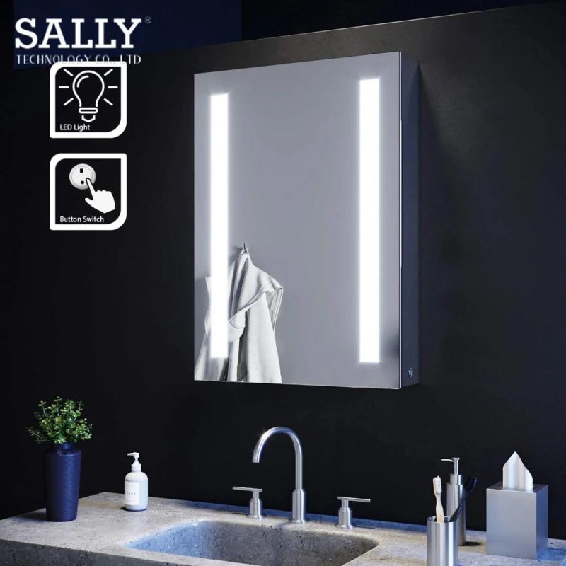 Sally Bathroom Mirror Medicine Storage Cabinet Waterproof Defogger Wall Mounted Vanity Dimmer Switch LED Mirror