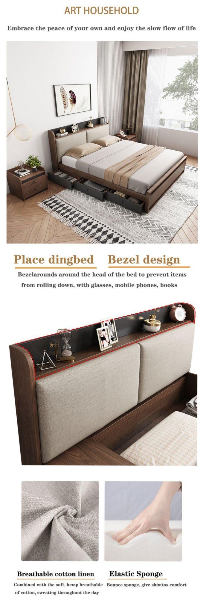 Wholesale Modern Design Single Size Wall Bed Bedroom Hotel Apartment Furniture Wooden Sofa Double Size Beds