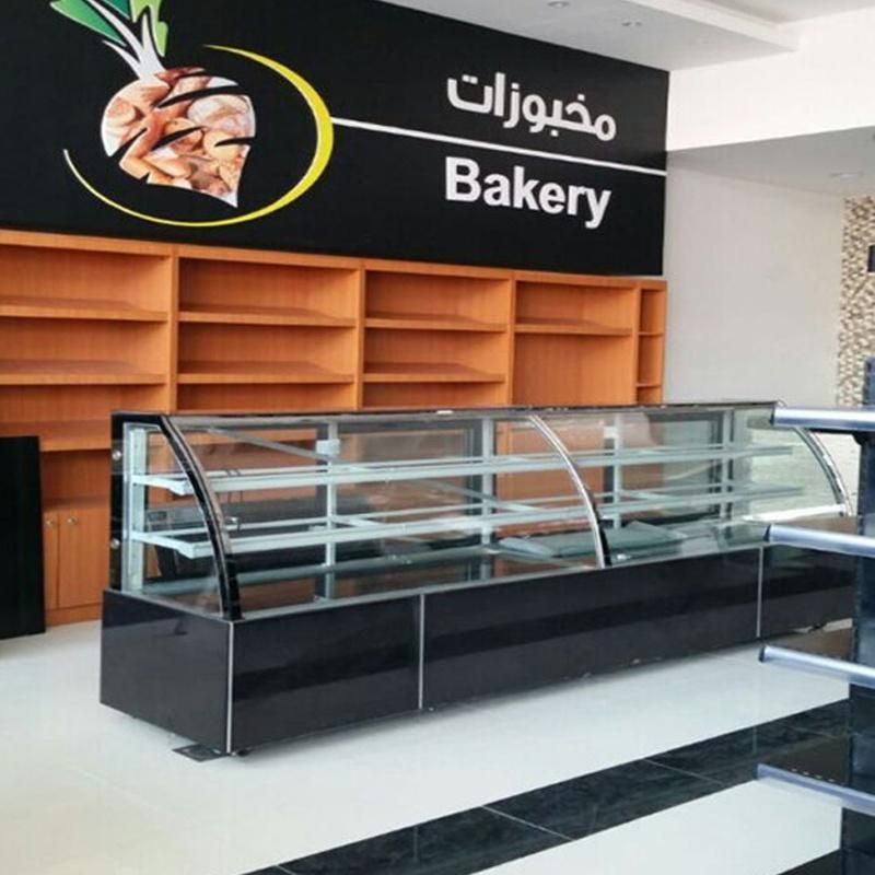 Curved Glass Refrigerated Cake Display Case Pastry Showcase
