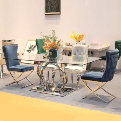 Wholesale Home Furniture Stainless Steel China Dining Table Sets