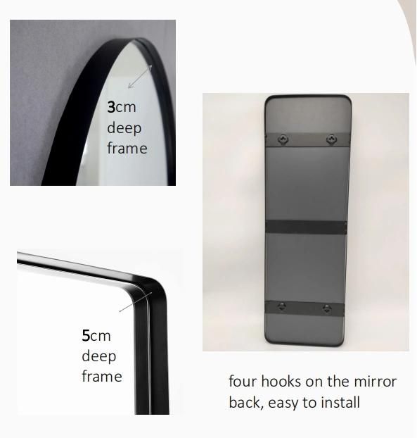 24′′*30′′ Rectangle Black Golden Wall Mounted Bathroom Mirror Vanity Mirror