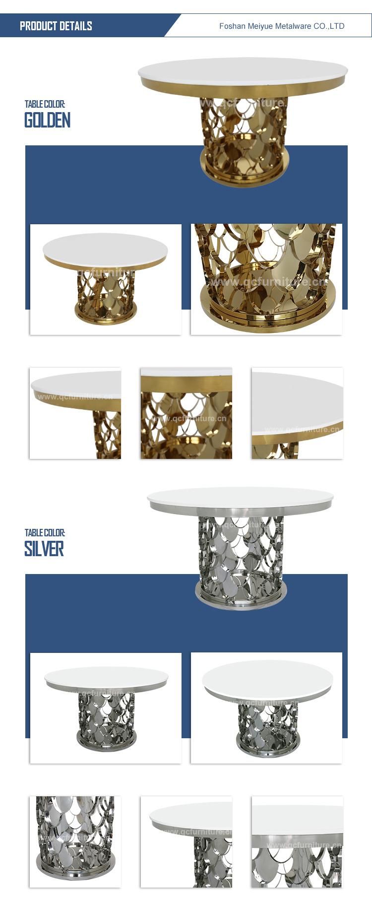 Elegant Hot Sale Design Round Fish Scale Base Marble Top Dining Table