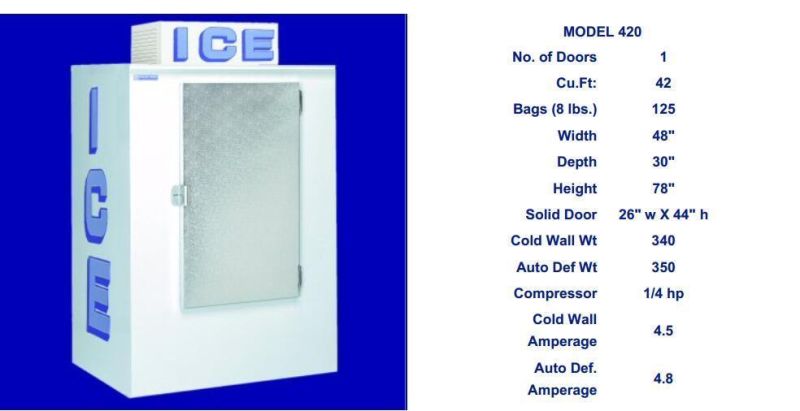 Fan Cooling Ice Storage Cabinet with Single Solid Door