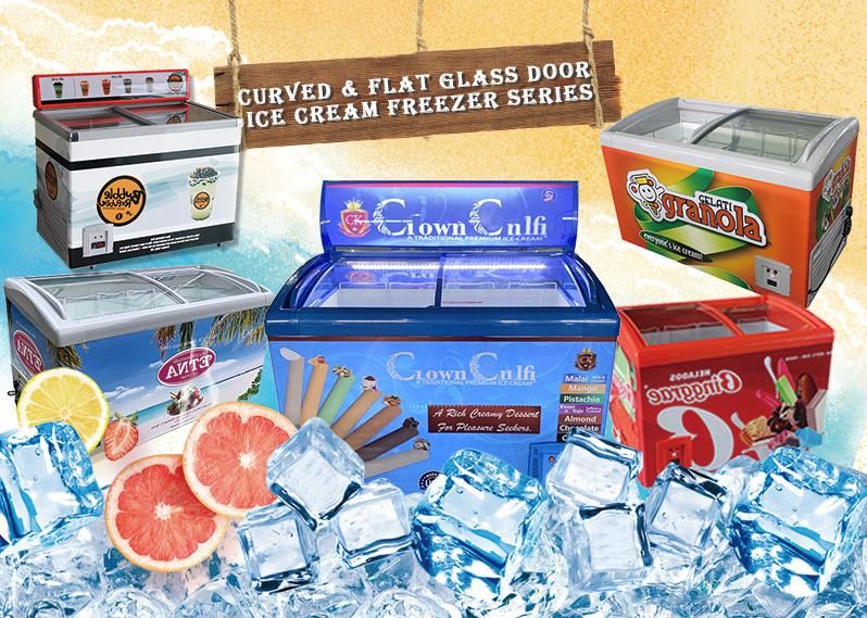 418L Flat Type Sliding Glass Door Commercial Ice Cream Chest Showcase Freezer SD-418