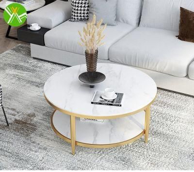 Yuhai Hot Sale Design Modern Furniture Living Room Table Basse Tempered Round Plate Rockgold Coffee Tables
