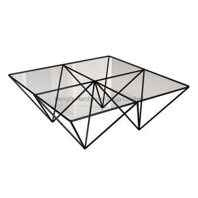 Nordic Modern Tempered Glass Loft Iron-Art Tea Coffee Table