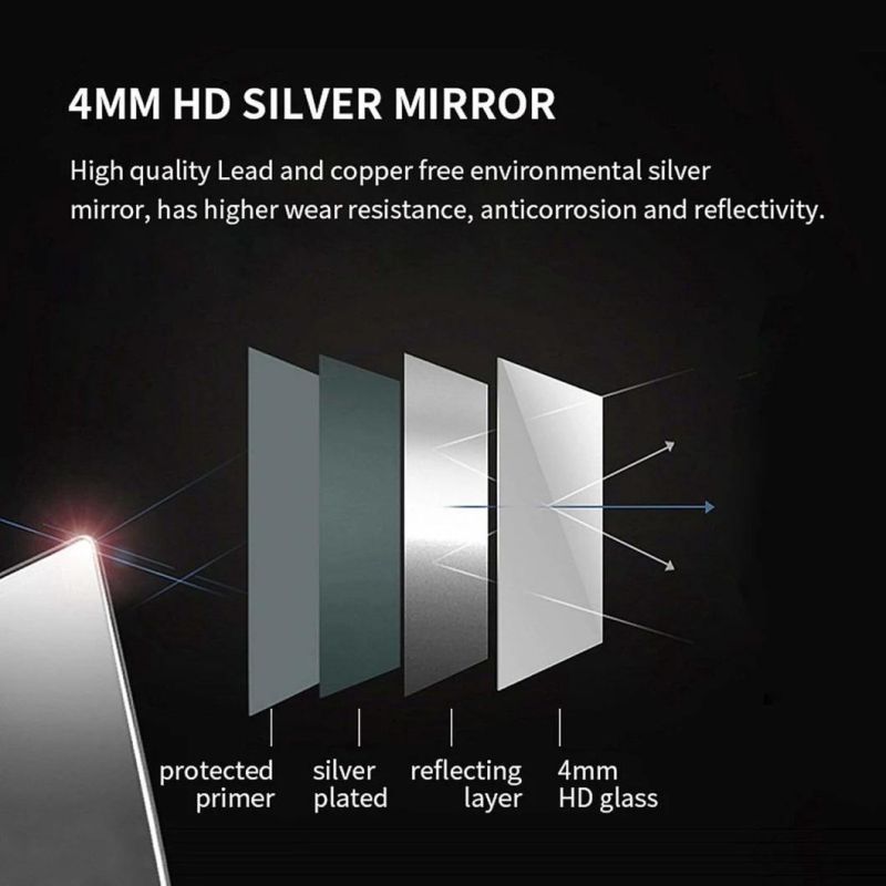 Rectangle LED Infinity Bathroom Mirror Wall Mounted with Light Anti Fog Bathroom Makeup Mirror