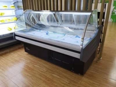 Commercial Supermarket Curved Glass Fresh Meat Deli Chiller Showcase