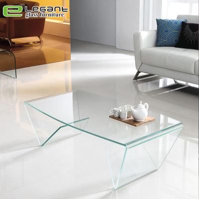 Clear Glass Curved Leg Top Central Coffee Table