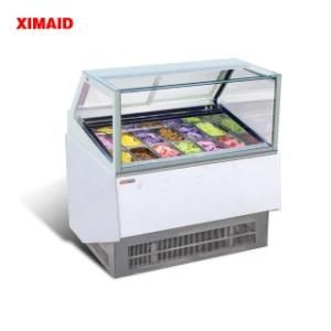Glass Ice Cream Display Freezer Display Refrigerator Showcase