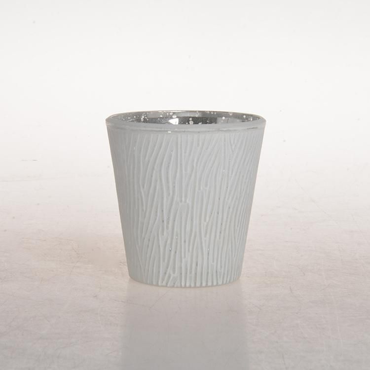 New Design Luxury Grey Frosted Custom Glass Candle Holder Jar for Home Decoration and Wedding