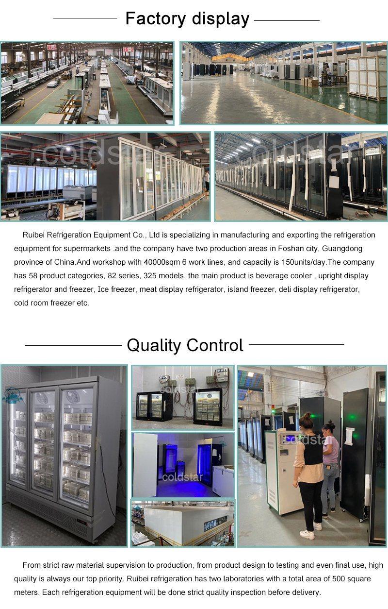 Supermarket Vertical Glass Door Front and Rear Open Door Multideck Refrigerated Chiller Showcase