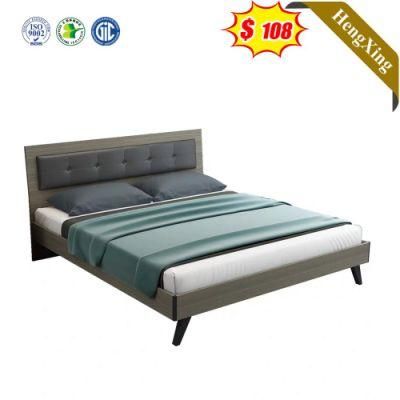 Light Gray Color Nordic Modern Style Home Hotel Bedroom Furniture Wooden Beds