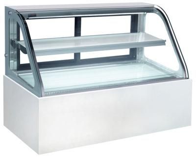 Curved Glass Showcase Cabinet Cooler for Cake Display Freezer