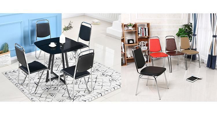 Wedding Outdoor Banquet Furniture Colorful PU Leather Dining Chair with Chromed Leg for Hotel