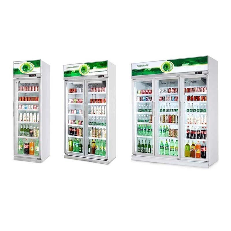 Ce Certification Upright Double Glass Door Drinks Beverage Display Showcase Cooler