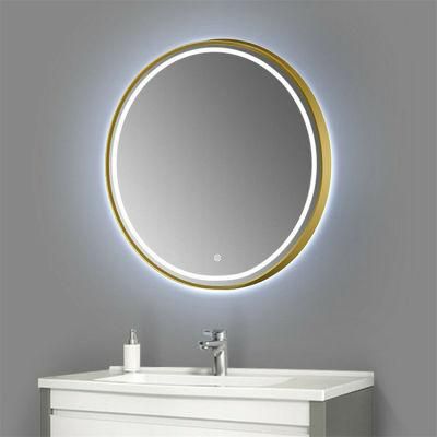 Factory Custom Metal Frame Profile Hot Selling Wall Mounted LED Round Mirror for Bathroom