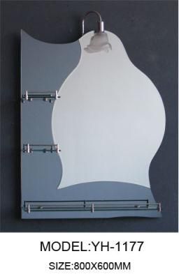 Wall Mounted Two Layer Glass Mirrors with Glass Shelf Bathroom Mirror