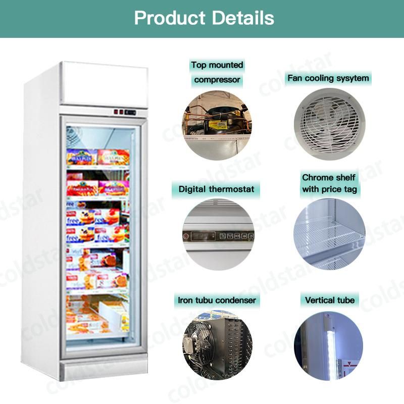 Supermarket Frozen Food 4 Glass Door Industrial Upright Freezer Showcase