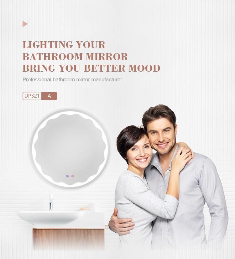 Compact LED Round Copper-Free Silver Mirror for Bathroom