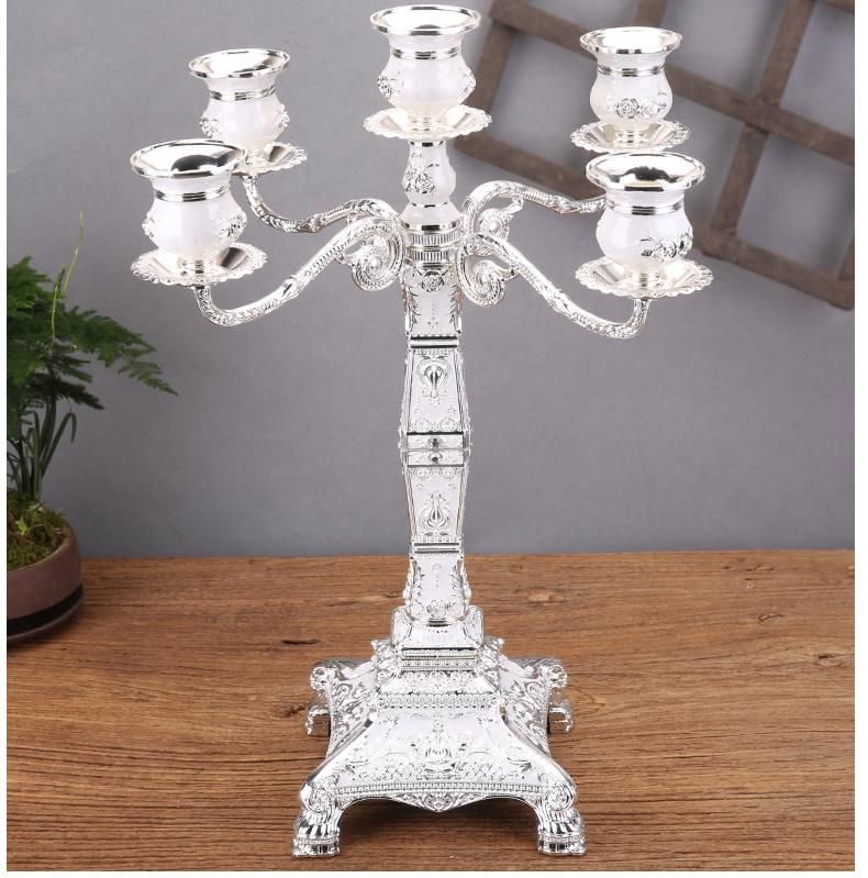 European Style Square Candle Dining Table Candle Holder Decoration Glass Retro Western Food Household Metal Light Luxury Candle Holder