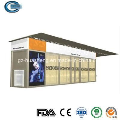 Huasheng Green Bus Shelters China Bus Stop Advertising Shelter Manufacturers Guose Glass Wall Bus Stop Passenger Shelters