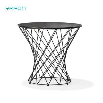Mirrored Coffee Table Tempered Glass with Metal Leg Small Side Coffee Table for Office Building