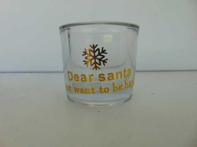 Glass Votive Candle Holder in Different Colours with Golden Decal for Xmas