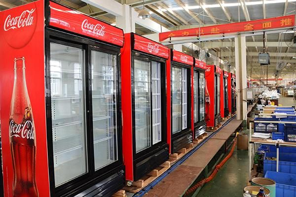 1000L Double Glass Door Display Showcase for Supermarket Beverage Bottle Cooler