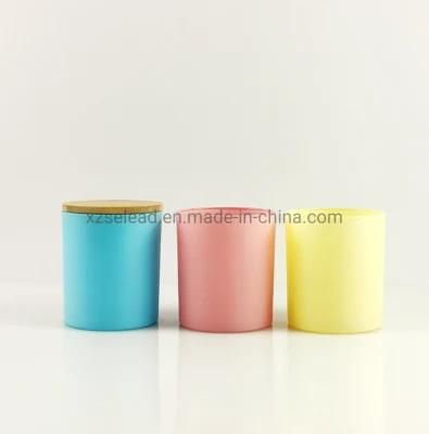 Popular Customized Cylinder 8090 Glass Candle Jar Holder with Bamboo Lid