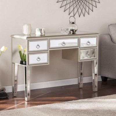Mirrored Console Table Furniture Makeup Vanity Table Desk with 5 Drawers