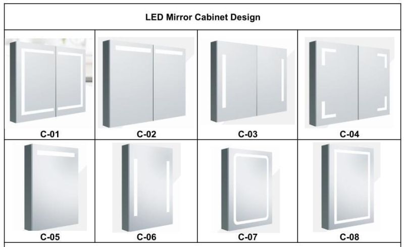 Jinghu Dimmable Semi-Recessed Illuminated LED Bathroom Mirror Cabinet