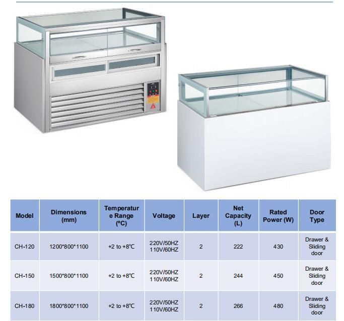 Commercial Glass Drawer Chocolate Rfrigerator Showcase