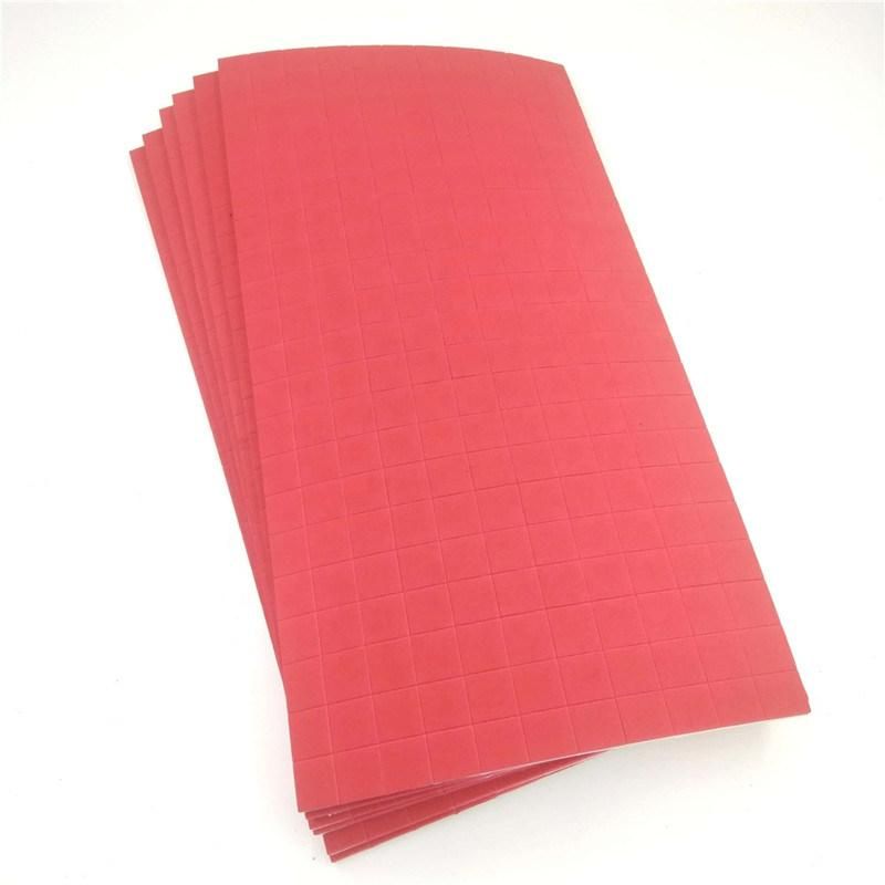 Glass Separator EVA Rubber Pads with Cling Foam 25*25*5mm Red Rubber +1mm Cling Foam on Sheets