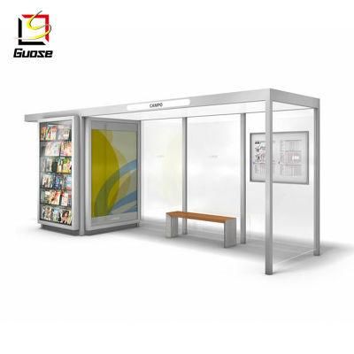 Glass Wall Bus Stop WiFi Bus Shelter Bus Shelter with Shop Bus Station Light Box Advertising Display
