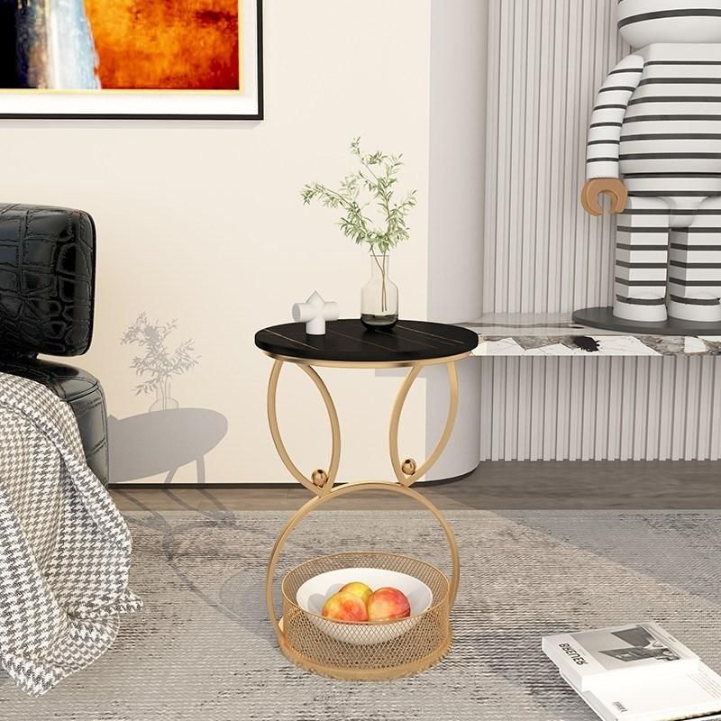 New Arrival Design Storage Bright Gold Round Modern Side Tables for Sofa Small Side Table