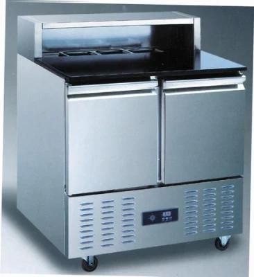 Wmg Marble Top and Professional Stainless Steel Pizza Prep Table/Pizza Display Refrigerator/Refrigerated Pizza Counter