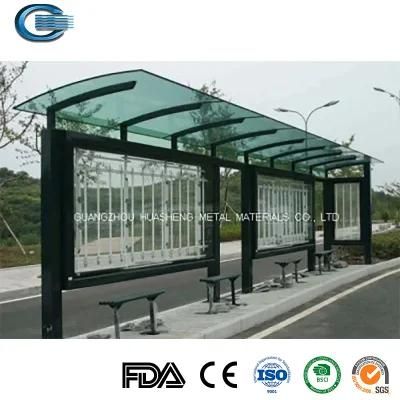 Huasheng Covered Bus Stop Benches China Bus Shelter Supply High Quality Steel Structure Wind Resist Bus Stop Shelter