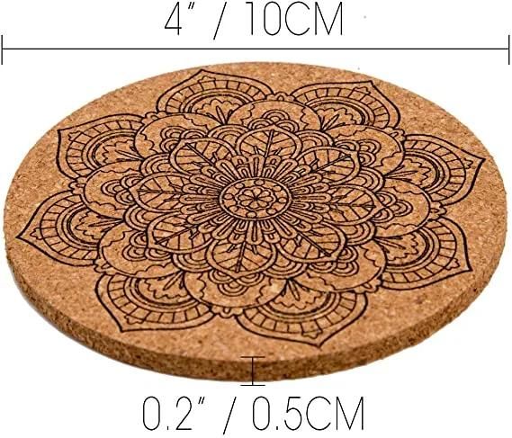 Amazon Set Custom Printed Heat Protection Glass Cup Natural Cork Coaster