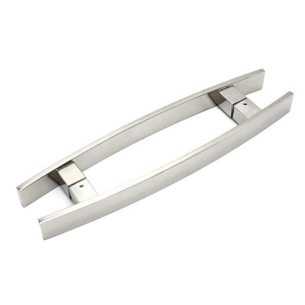 Commercial Glass Door Stainless Steel Curved Square Tube Pull Handle Satin Finished