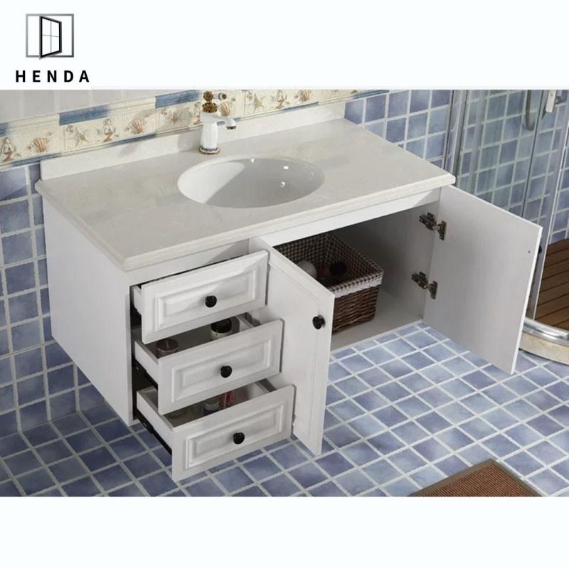 Home Furniture Solid Wood Waterproof Material Marble Mesa Bathroom Cabinet